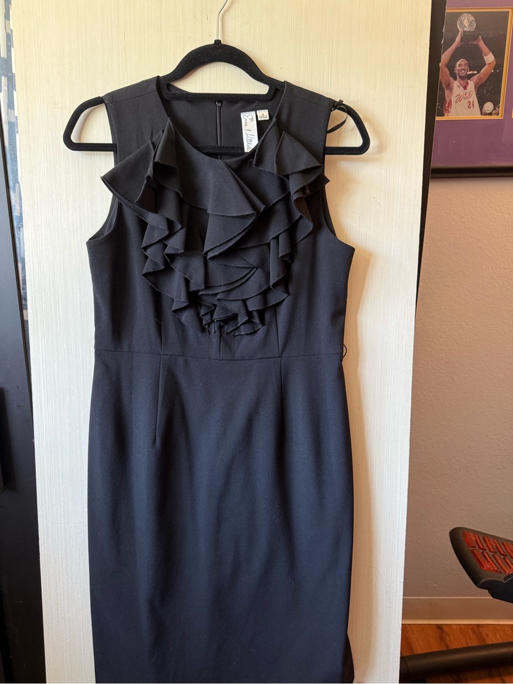 Sleeveless Black Ruffle Sheath Dress